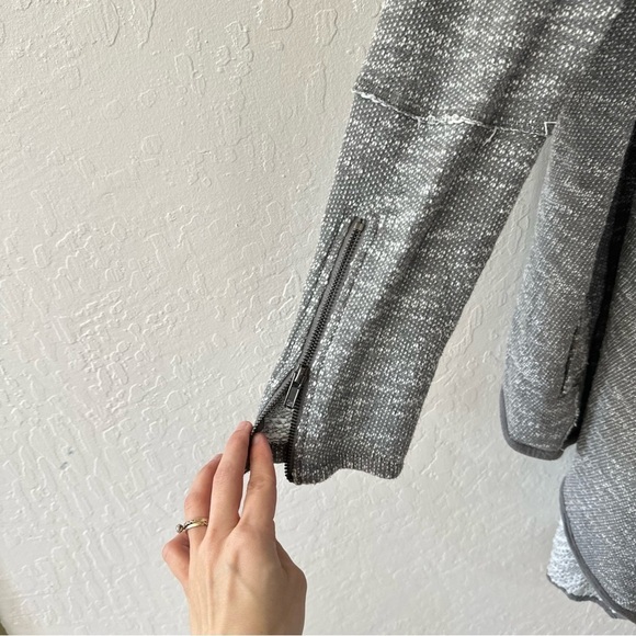 Free People In The Loop Open Front Textured Zip Sleeve Cardigan Medium - Picture 3 of 10